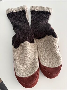 Acorn Wool Leather Slouch Slippers 6-1/2 - 7 1/2